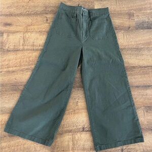 J.Crew Point Sur Pant Womens Washed Wide Leg Crop Olive Green Size 28